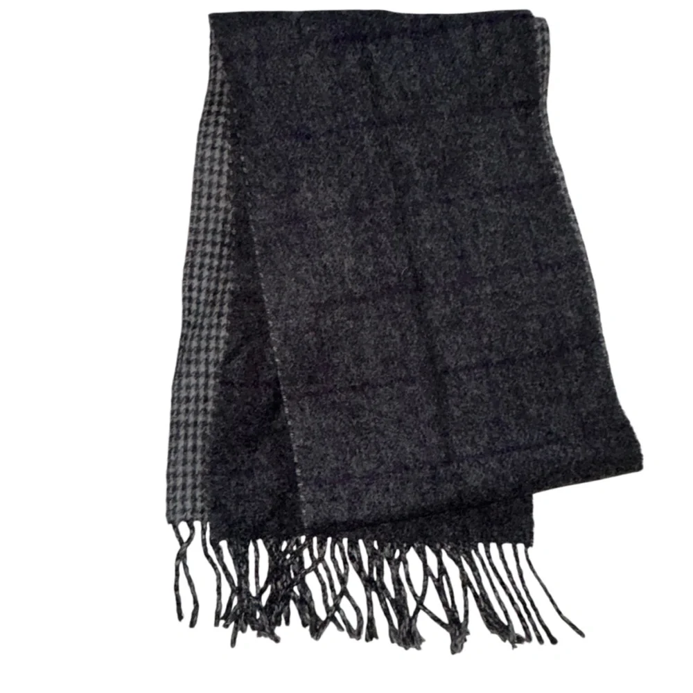 Men’s Polo RL reversible Wool‎ Blend Scarf in Grey Plaid